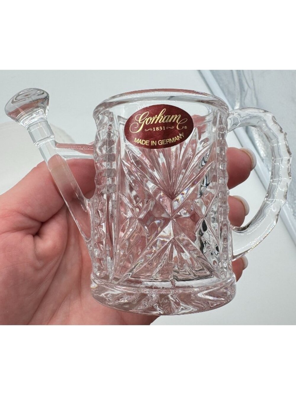 Gorham Crystal Watering Can Sculpture by Lenox Made in Germany 3" x 5"